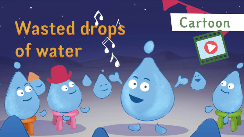 Wasted drops of water - cartoon